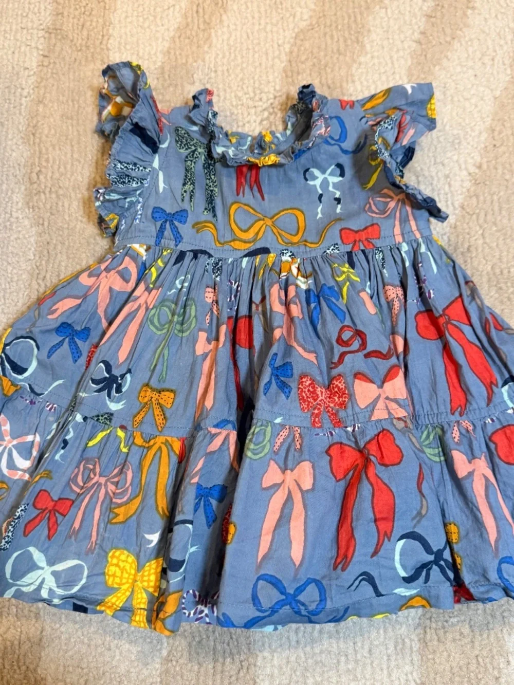 Pink Chicken Jennifer Dress Bows on Bows Blue 3-6M with Bloom